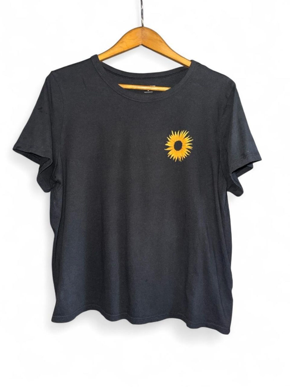 Old Navy Sunflower T-Shirt Dark Grey Fresh & Local 2 Sided Graphic Women’s XL